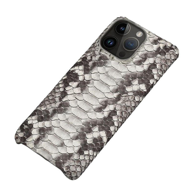 Luxury iPhone Case — Genuine Python Leather Back Cover with Anti-Fingerprint Anti-Scratch Protection, Lightweight Non-Slip PC Hybrid Design