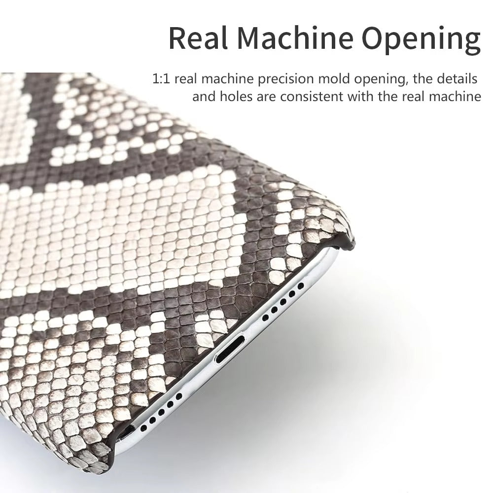Luxury iPhone Case — Genuine Python Leather Handmade Cover with Ultra-Slim Premium Design, Unique Natural Texture & Precise Protective Fit