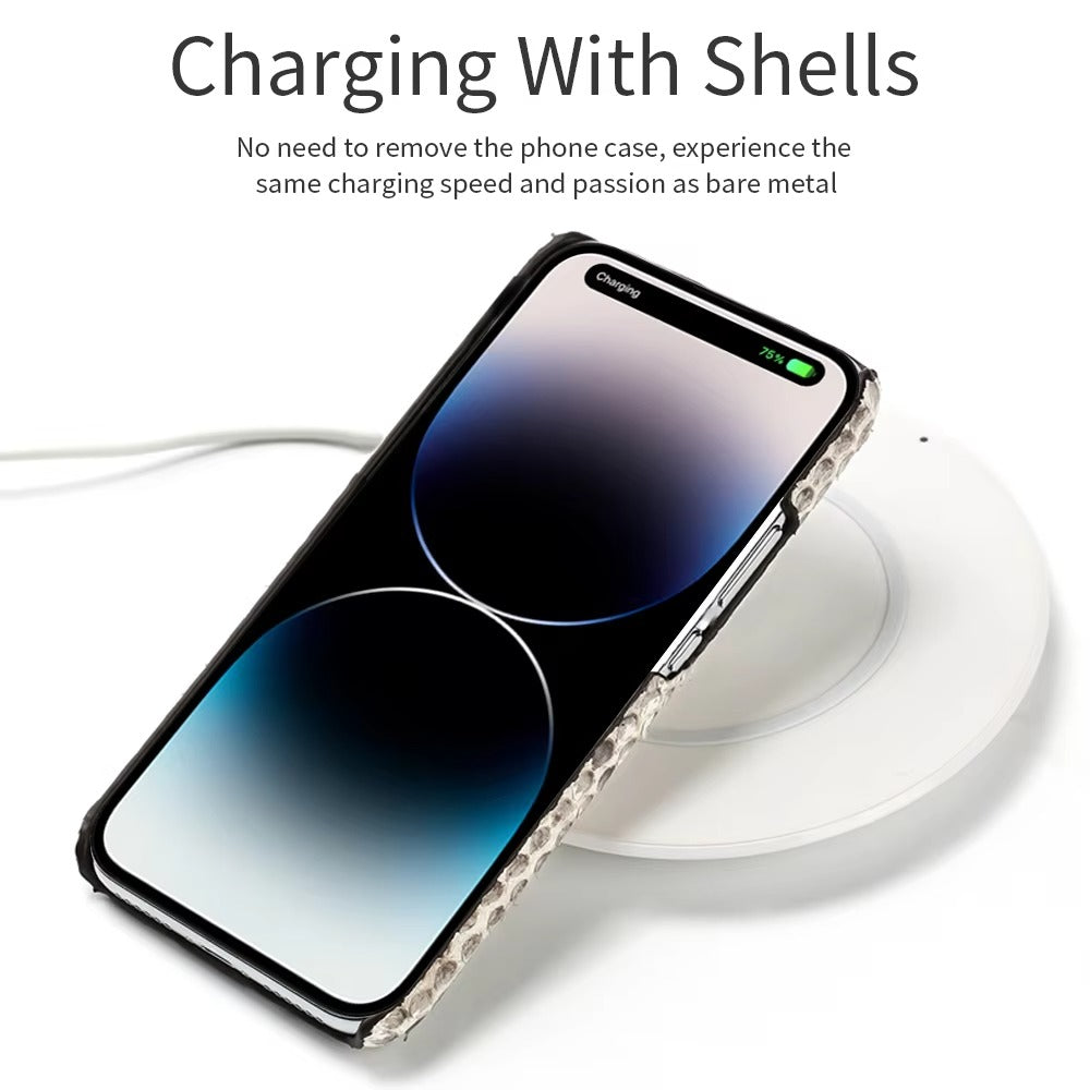 Luxury iPhone Case — Genuine Python Leather Handmade Cover with Ultra-Slim Premium Design, Unique Natural Texture & Precise Protective Fit