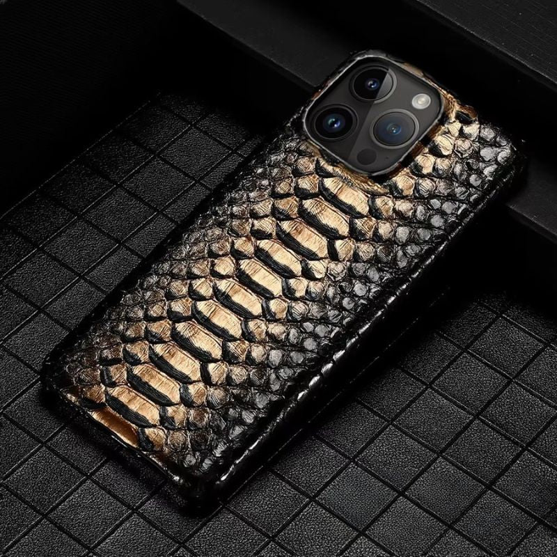 Luxury iPhone Case — Genuine Python Leather Handmade Cover with Ultra-Slim Premium Design, Unique Natural Texture & Precise Protective Fit