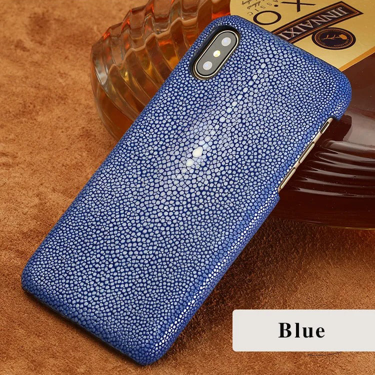 Luxury iPhone Case — Genuine Stingray Leather Shockproof Cover with Lightweight Half-Wrapped Design, Anti-Fingerprint Dustproof Protection and Premium Craft Finish
