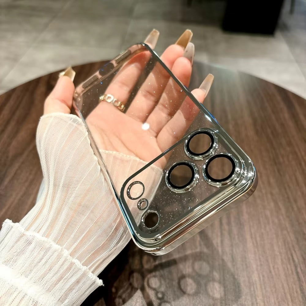 Luxury iPhone Case — Glitter Clear Soft TPU Cover with Camera Protector, Shockproof Anti-Fingerprint Anti-Scratch Dustproof Lightweight Design