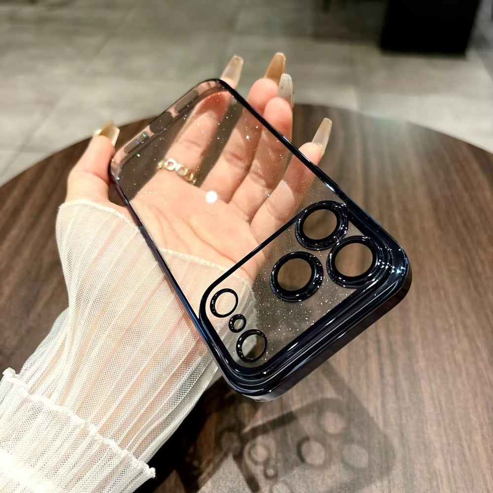 Luxury iPhone Case — Glitter Clear Soft TPU Cover with Camera Protector, Shockproof Anti-Fingerprint Anti-Scratch Dustproof Lightweight Design