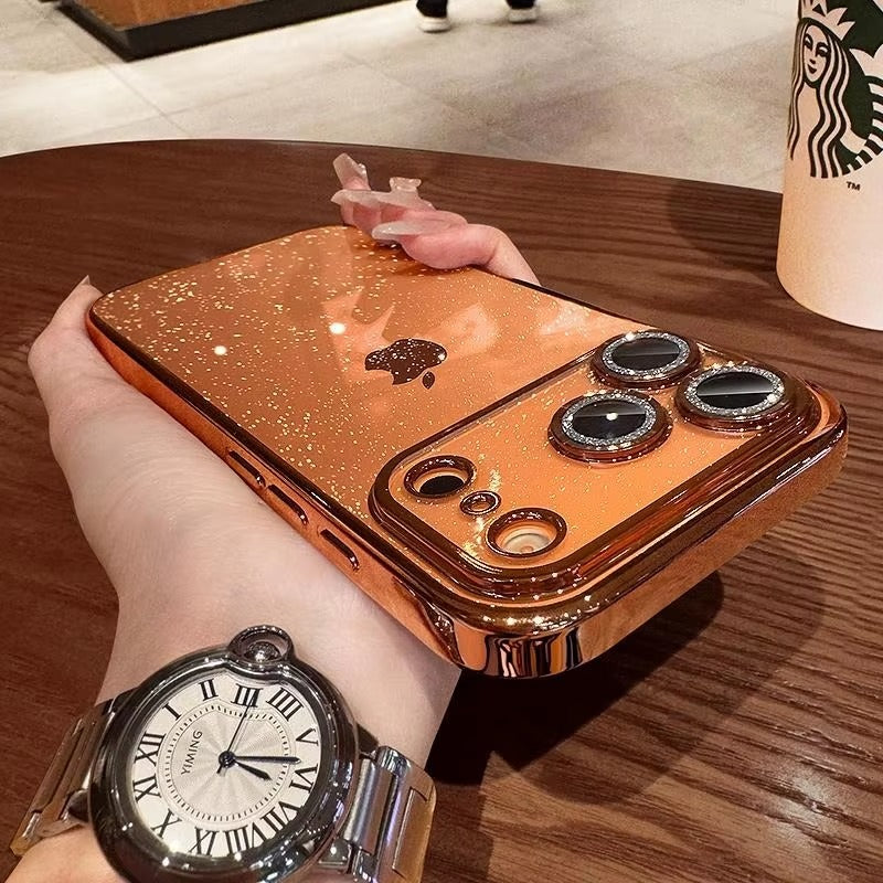 Luxury iPhone Case — Glitter Clear Soft TPU Cover with Camera Protector, Shockproof Anti-Fingerprint Anti-Scratch Dustproof Lightweight Design