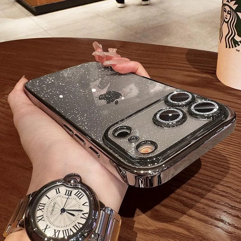 Luxury iPhone Case — Glitter Clear Soft TPU Cover with Camera Protector, Shockproof Anti-Fingerprint Anti-Scratch Dustproof Lightweight Design