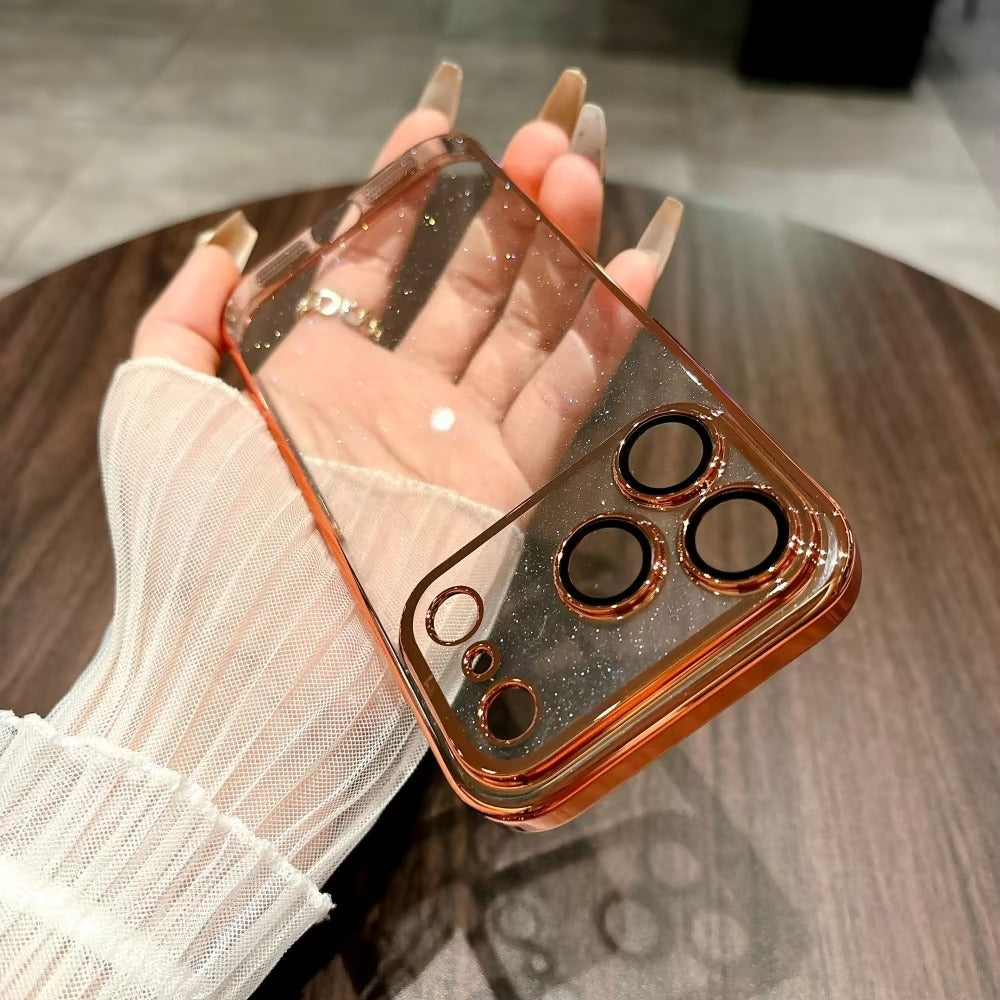 Luxury iPhone Case — Glitter Clear Soft TPU Cover with Camera Protector, Shockproof Anti-Fingerprint Anti-Scratch Dustproof Lightweight Design