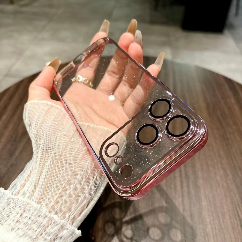 Luxury iPhone Case — Glitter Clear Soft TPU Cover with Camera Protector, Shockproof Anti-Fingerprint Anti-Scratch Dustproof Lightweight Design