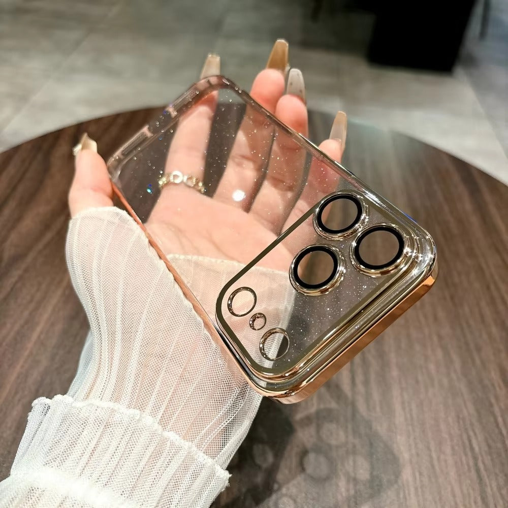 Luxury iPhone Case — Glitter Clear Soft TPU Cover with Camera Protector, Shockproof Anti-Fingerprint Anti-Scratch Dustproof Lightweight Design
