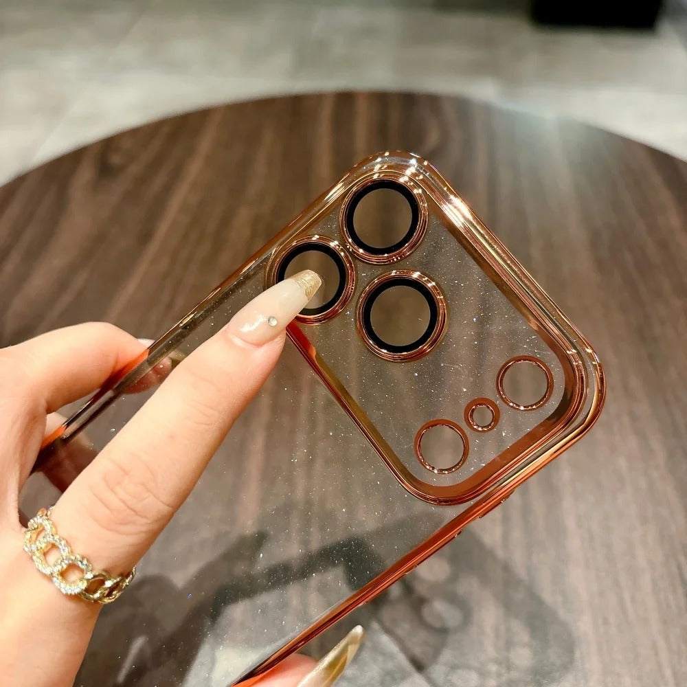 Luxury iPhone Case — Glitter Clear Soft TPU Cover with Camera Protector, Shockproof Anti-Fingerprint Anti-Scratch Dustproof Lightweight Design
