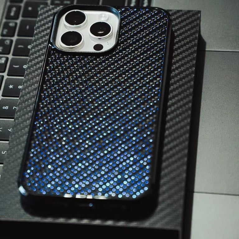 Luxury iPhone Case — Glossy Woven Carbon Fiber MagSafe Cover with Shockproof Dual-Layer Protection, Lightweight Non-Slip Full-Coverage Design