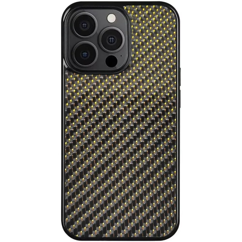 Luxury iPhone Case — Glossy Woven Carbon Fiber MagSafe Cover with Shockproof Dual-Layer Protection, Lightweight Non-Slip Full-Coverage Design