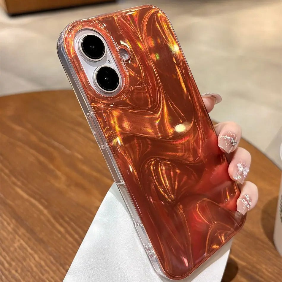 Luxury iPhone Case — Gradient Water Wave Soft TPU Cover with Shockproof Bumper Design, Camera Protection, Anti-Fingerprint Dustproof Non-Slip Finish