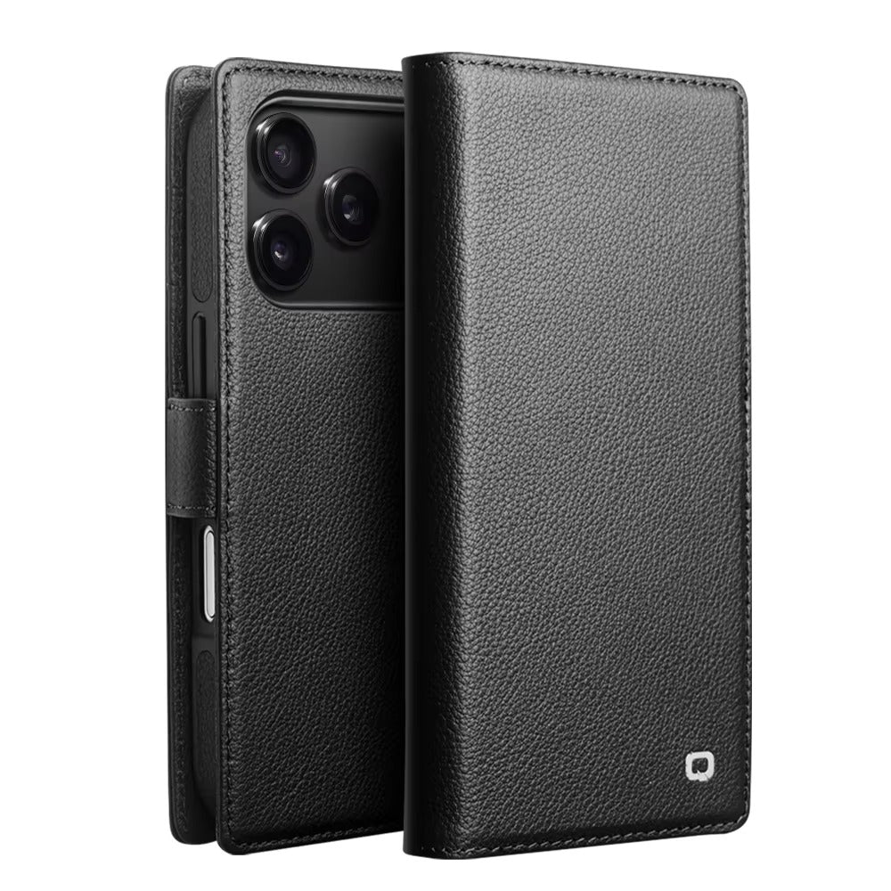 Luxury iPhone Case — Handmade Genuine Leather Wallet Flip Cover with Card Slots, Ultra-Slim Shockproof Design & Horizontal Stand Function