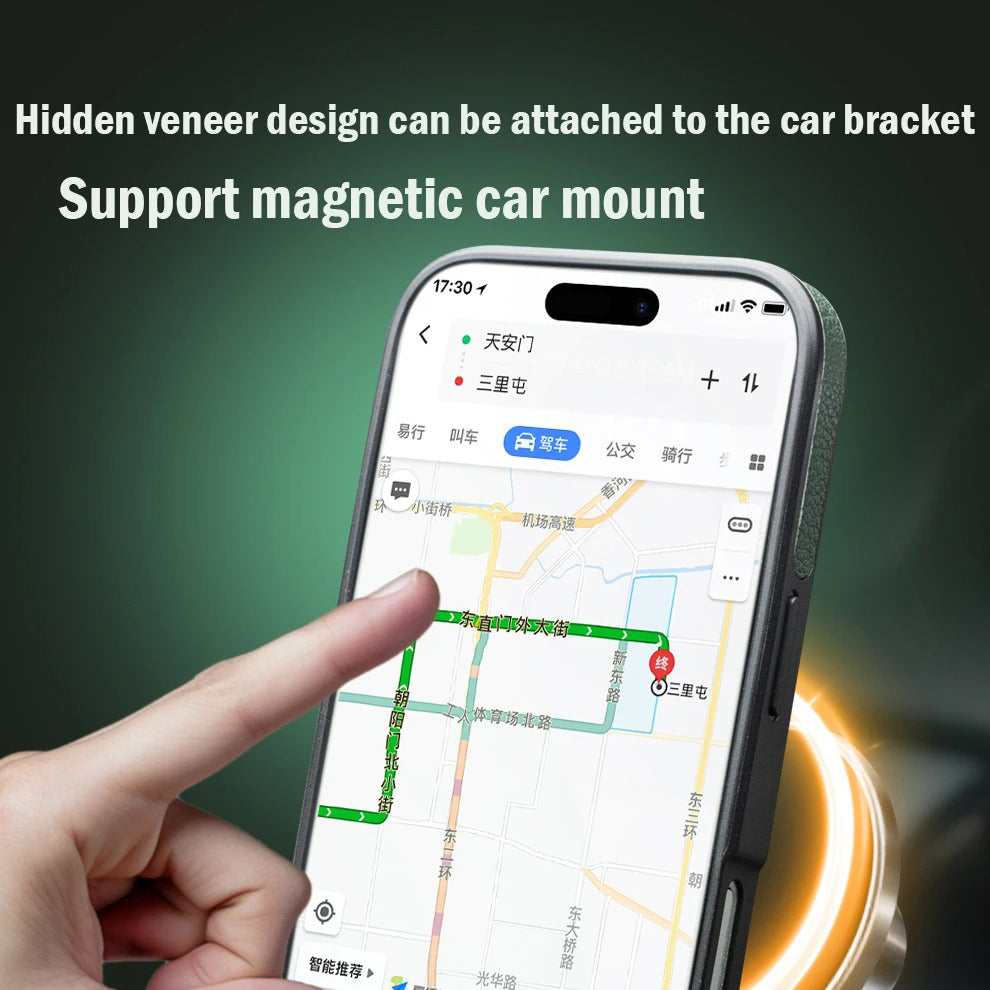 Luxury iPhone Case — Handmade Genuine Leather Wallet Flip Cover with Card Slots, Ultra-Slim Shockproof Design & Horizontal Stand Function
