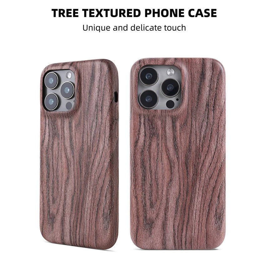 Luxury iPhone Case — Handmade Walnut Wood Protective Cover with TPU Shockproof Frame, Slim Durable Design, Magnetic Attachment for Supported Models
