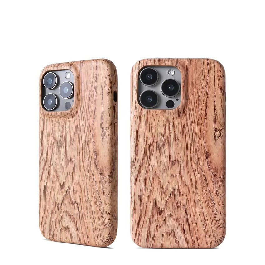 Luxury iPhone Case — Handmade Walnut Wood Protective Cover with TPU Shockproof Frame, Slim Durable Design, Magnetic Attachment for Supported Models