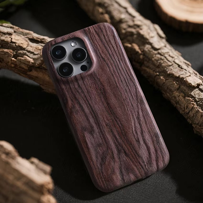 Luxury iPhone Case — Handmade Walnut Wood Protective Cover with TPU Shockproof Frame, Slim Durable Design, Magnetic Attachment for Supported Models