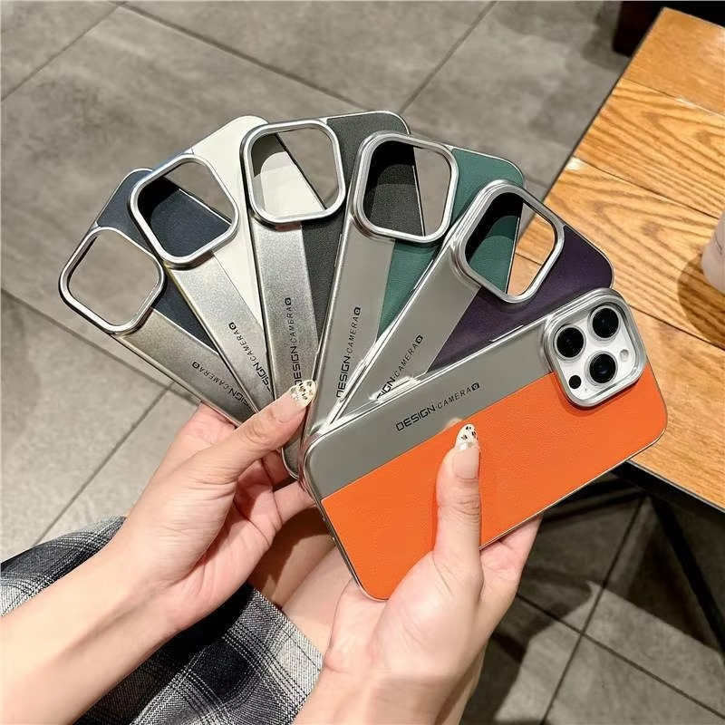 Luxury iPhone Case — Hard Leather + PC Camera-Protection Cover with Shockproof Tough Design, Anti-Fingerprint Anti-Scratch Finish & Color-Contrast Style