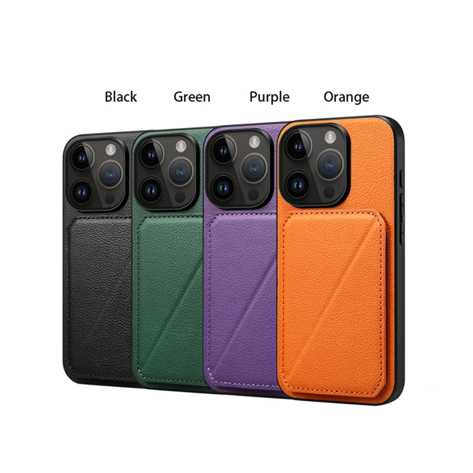 Luxury iPhone Case — Imitation Cowhide Leather Back Cover with Card Slot, Magnetic Holder, Shockproof Protection and Anti-Fingerprint Design