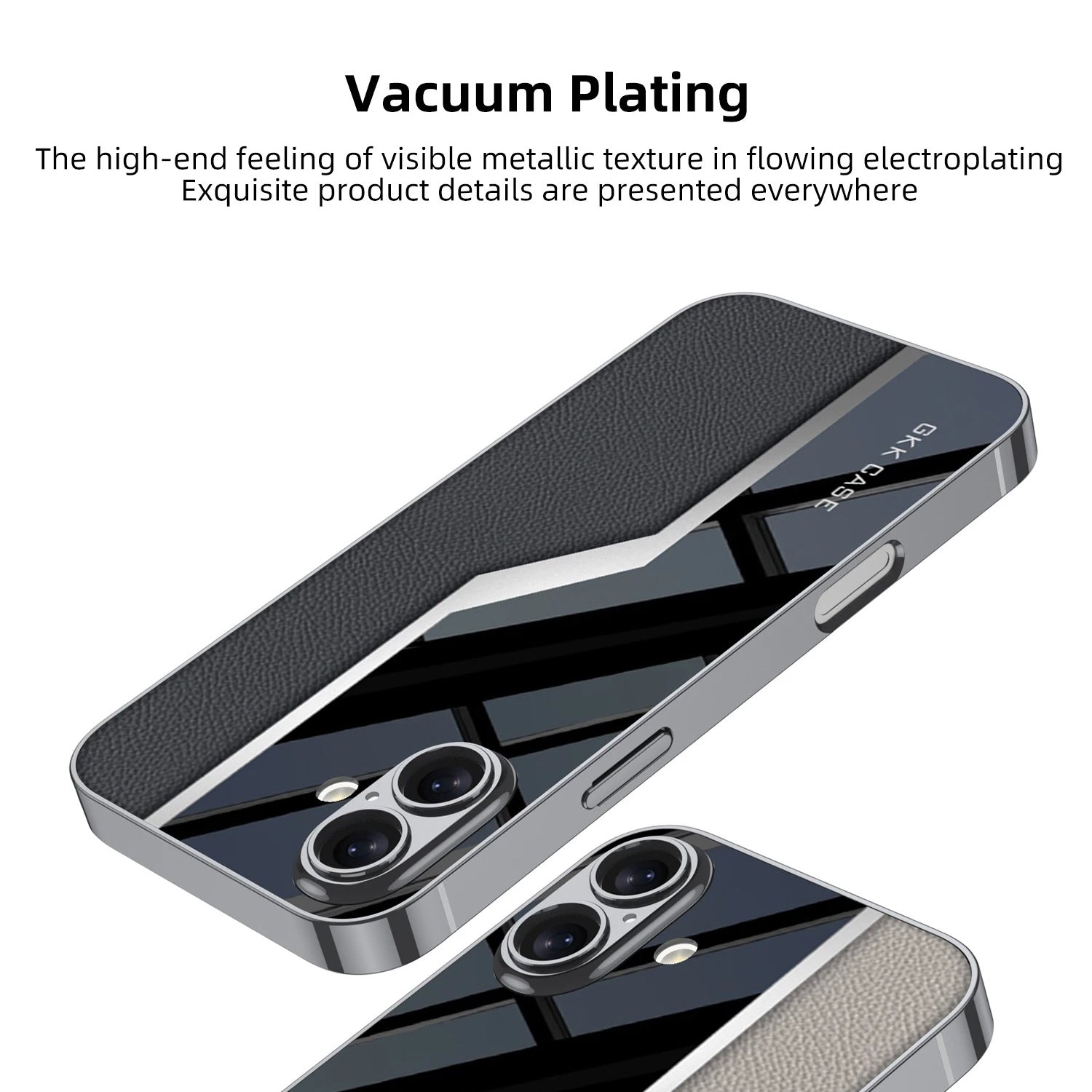 Luxury iPhone Case — Leather Plating Cover with Soft TPU Edges, Shockproof Anti-Scratch Design, Ultra-Thin Plated Frame & Full Camera Lens Protection