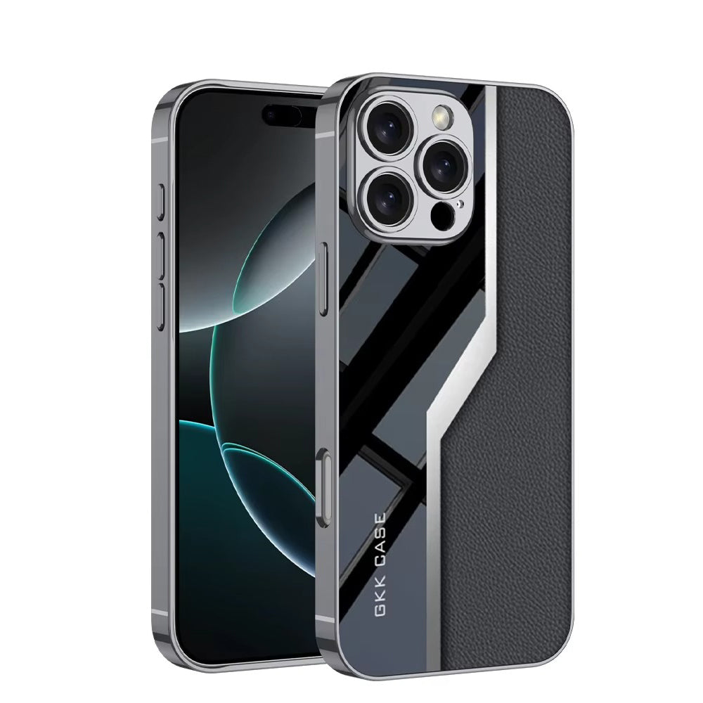 Luxury iPhone Case — Leather Plating Cover with Soft TPU Edges, Shockproof Anti-Scratch Design, Ultra-Thin Plated Frame & Full Camera Lens Protection