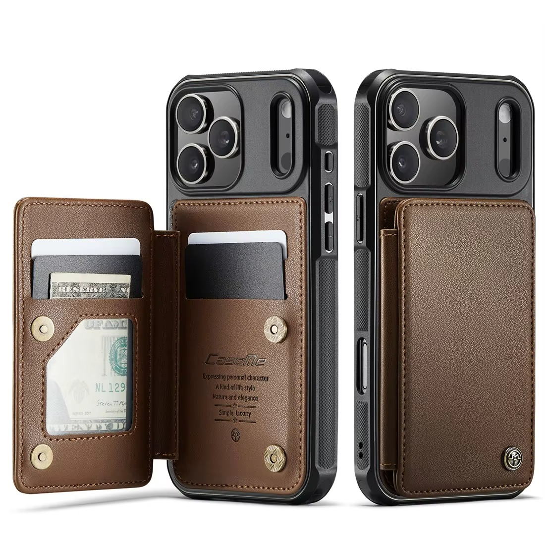 Luxury iPhone Case — Leather RFID Card Wallet with Magnetic Shockproof Cover, Anti-Fingerprint Anti-Scratch, Non-Slip Plain and Geometric Design