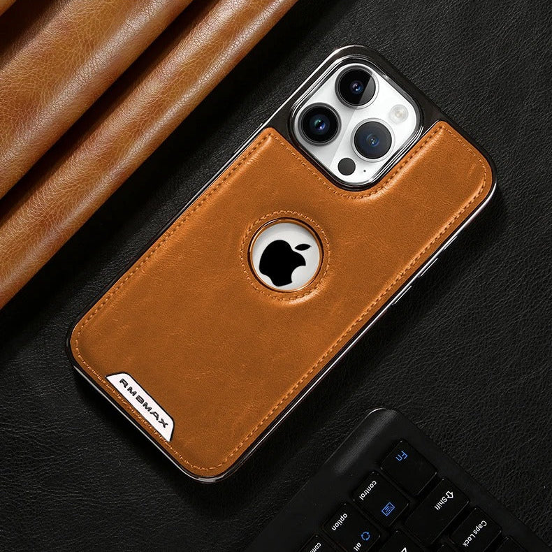 Luxury iPhone Case — Leather Shockproof Protective Cover with Anti-Fingerprint Anti-Scratch Dustproof Non-Slip Design and Easy-Access Cutouts