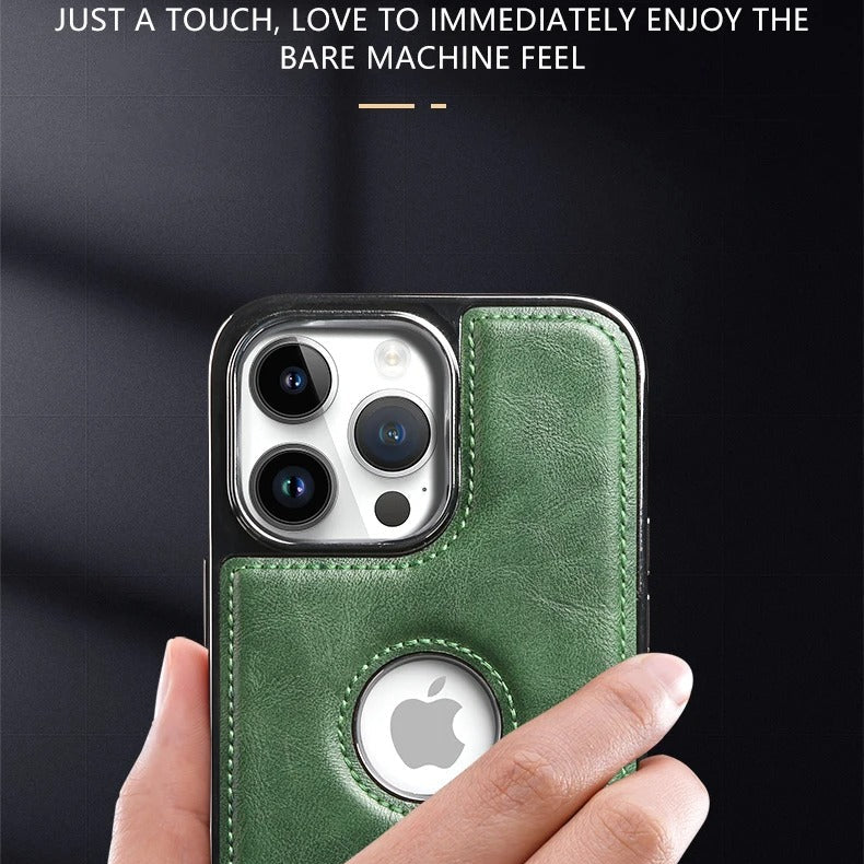 Luxury iPhone Case — Leather Shockproof Protective Cover with Anti-Fingerprint Anti-Scratch Dustproof Non-Slip Design and Easy-Access Cutouts