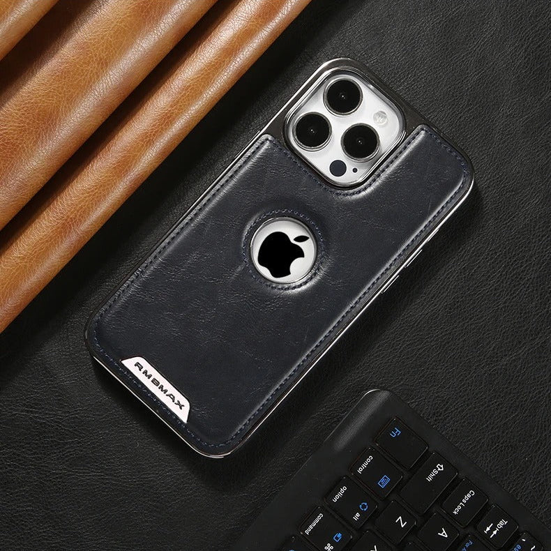 Luxury iPhone Case — Leather Shockproof Protective Cover with Anti-Fingerprint Anti-Scratch Dustproof Non-Slip Design and Easy-Access Cutouts