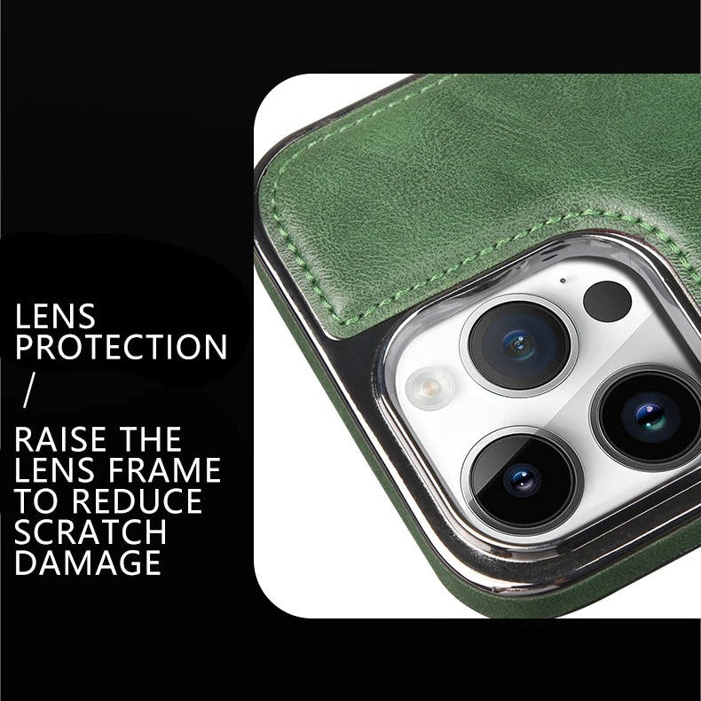 Luxury iPhone Case — Leather Shockproof Protective Cover with Anti-Fingerprint Anti-Scratch Dustproof Non-Slip Design and Easy-Access Cutouts