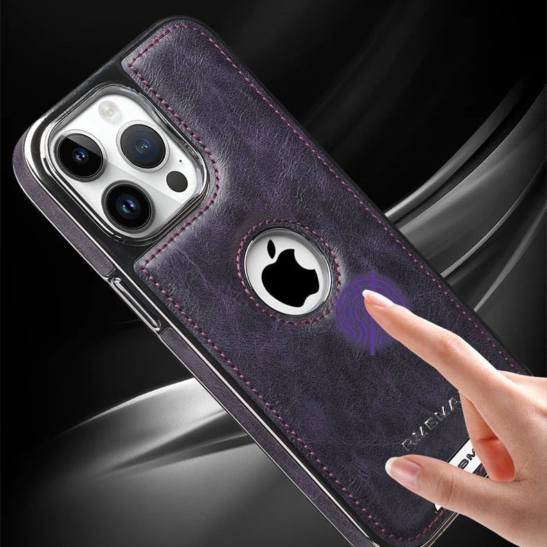 Luxury iPhone Case — Leather Shockproof Protective Cover with Anti-Fingerprint Anti-Scratch Dustproof Non-Slip Design and Easy-Access Cutouts