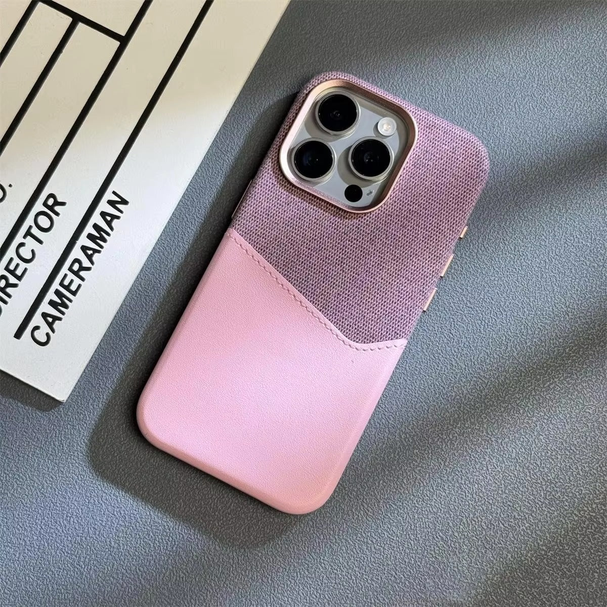 Luxury iPhone Case — Linen PU Leather MagSafe Cover with Card Slot Holder, Shockproof Full-Protection Design and Matte Anti-Fingerprint Finish