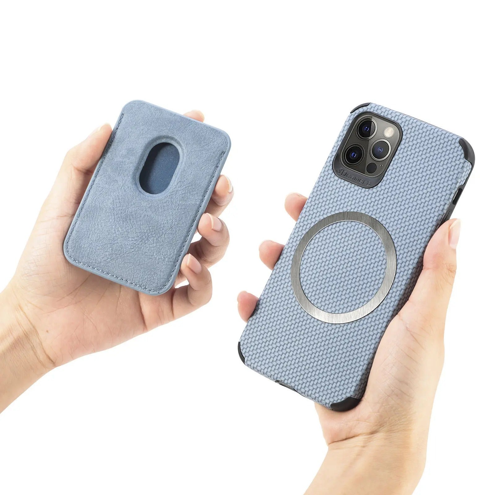 Luxury iPhone Case — MagSafe Carbon Fiber Cover with Detachable Card Holder, Dual-Layer Protection, Matte Anti-Fingerprint Finish and Wireless-Charging Safe Design