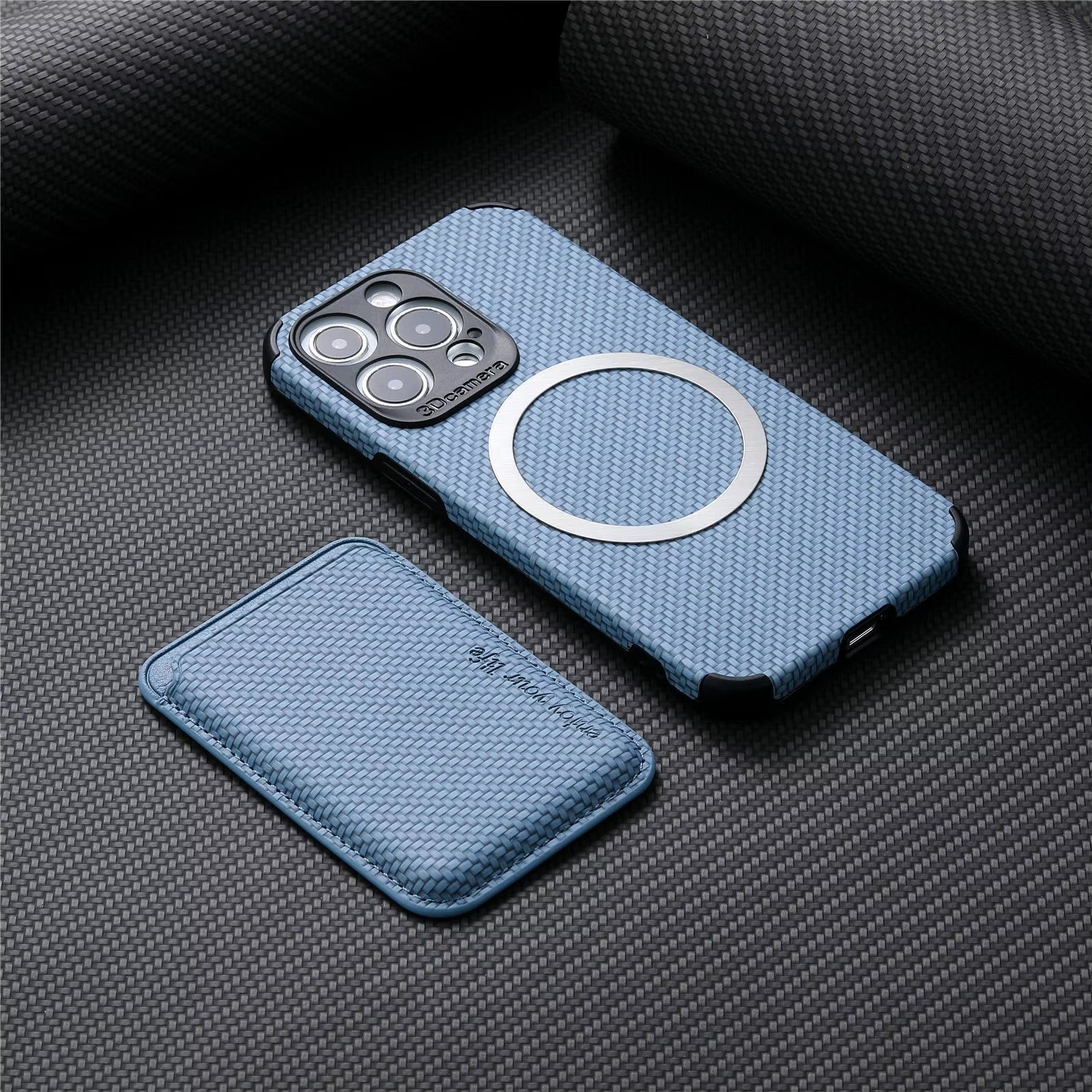 Luxury iPhone Case — MagSafe Carbon Fiber Cover with Detachable Card Holder, Dual-Layer Protection, Matte Anti-Fingerprint Finish and Wireless-Charging Safe Design