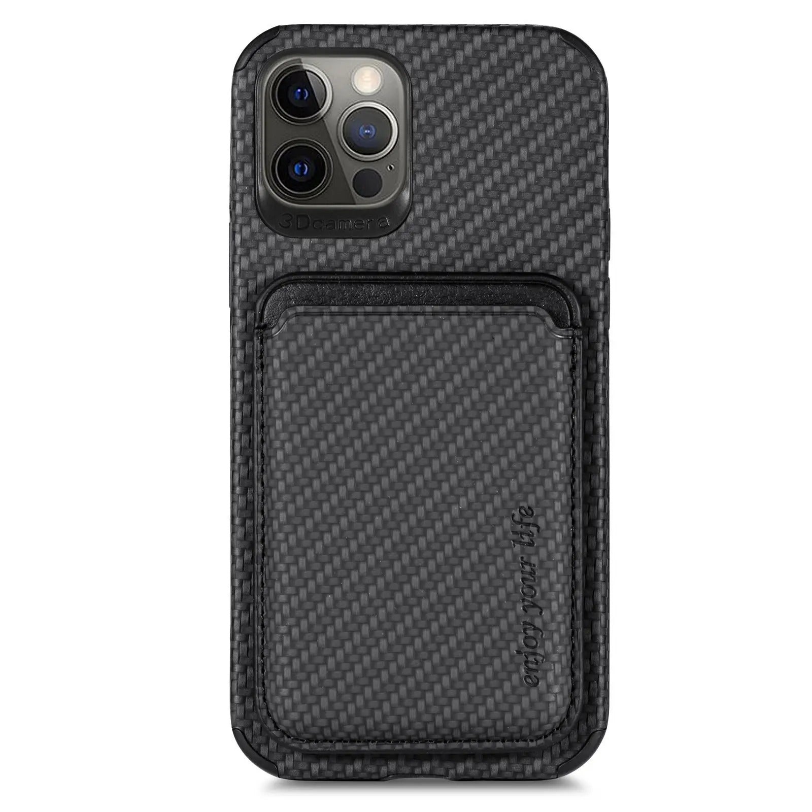 Luxury iPhone Case — MagSafe Carbon Fiber Cover with Detachable Card Holder, Dual-Layer Protection, Matte Anti-Fingerprint Finish and Wireless-Charging Safe Design