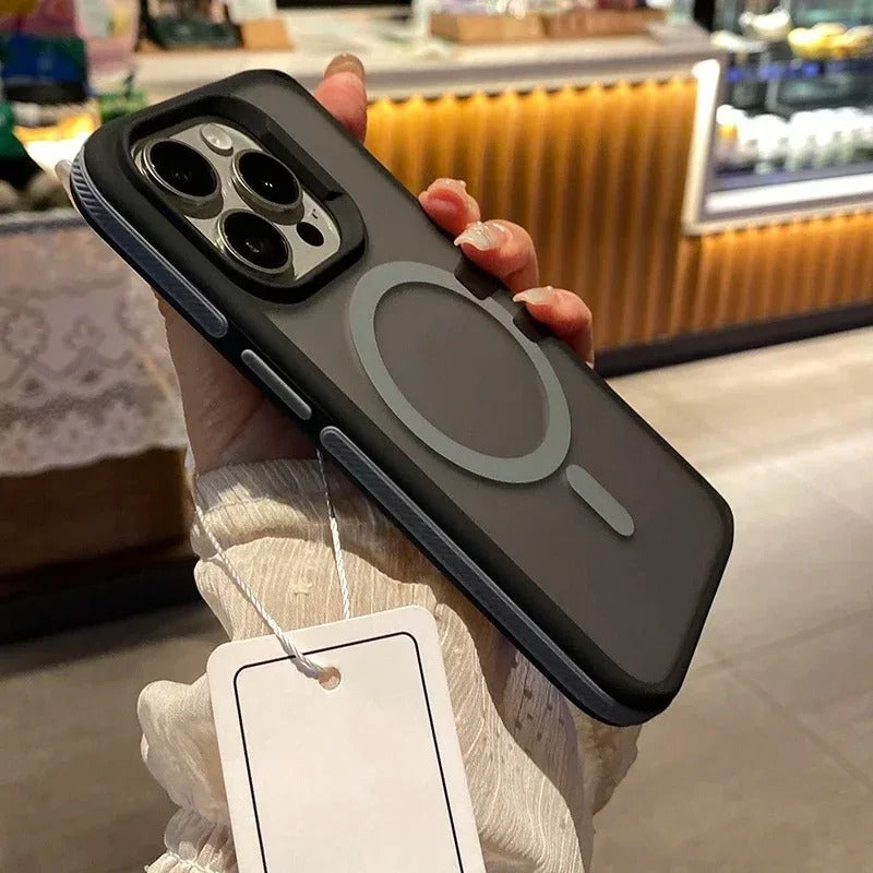 Luxury iPhone Case — MagSafe Colorblock Translucent Frosted Cover with Shockproof Anti-Slip Design and Stylish Matte Finish