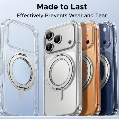 Luxury iPhone Case — MagSafe Magnetic 360° Rotating Stand Cover with PC+TPU Protection, Anti-Fingerprint Non-Slip Design and Dustproof Transparent Finish