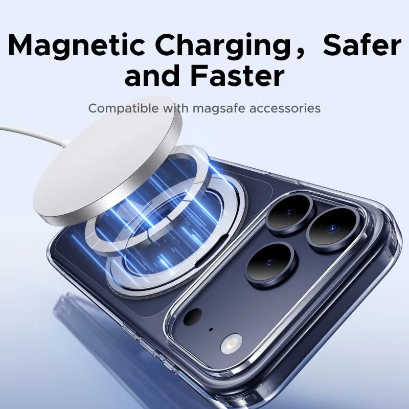 Luxury iPhone Case — MagSafe Magnetic 360° Rotating Stand Cover with PC+TPU Protection, Anti-Fingerprint Non-Slip Design and Dustproof Transparent Finish