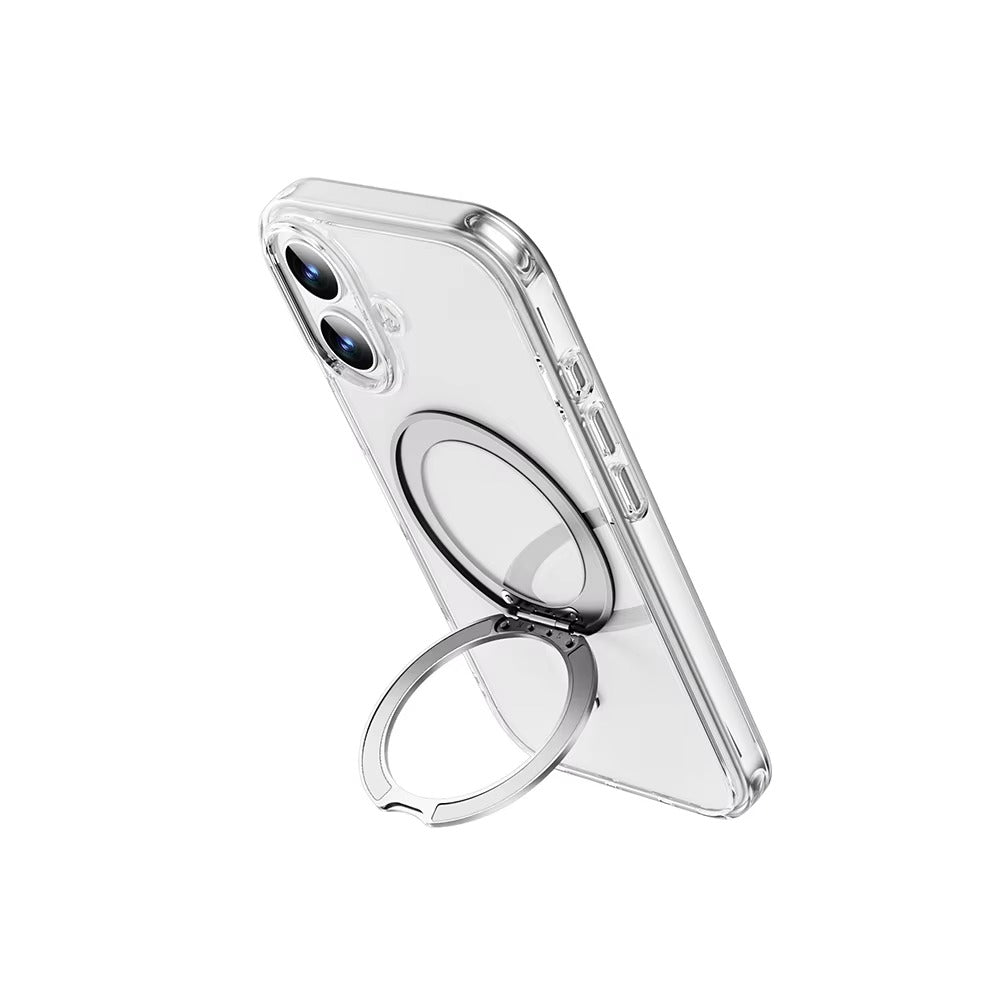Luxury iPhone Case — MagSafe Magnetic 360° Rotating Stand Cover with PC+TPU Protection, Anti-Fingerprint Non-Slip Design and Dustproof Transparent Finish