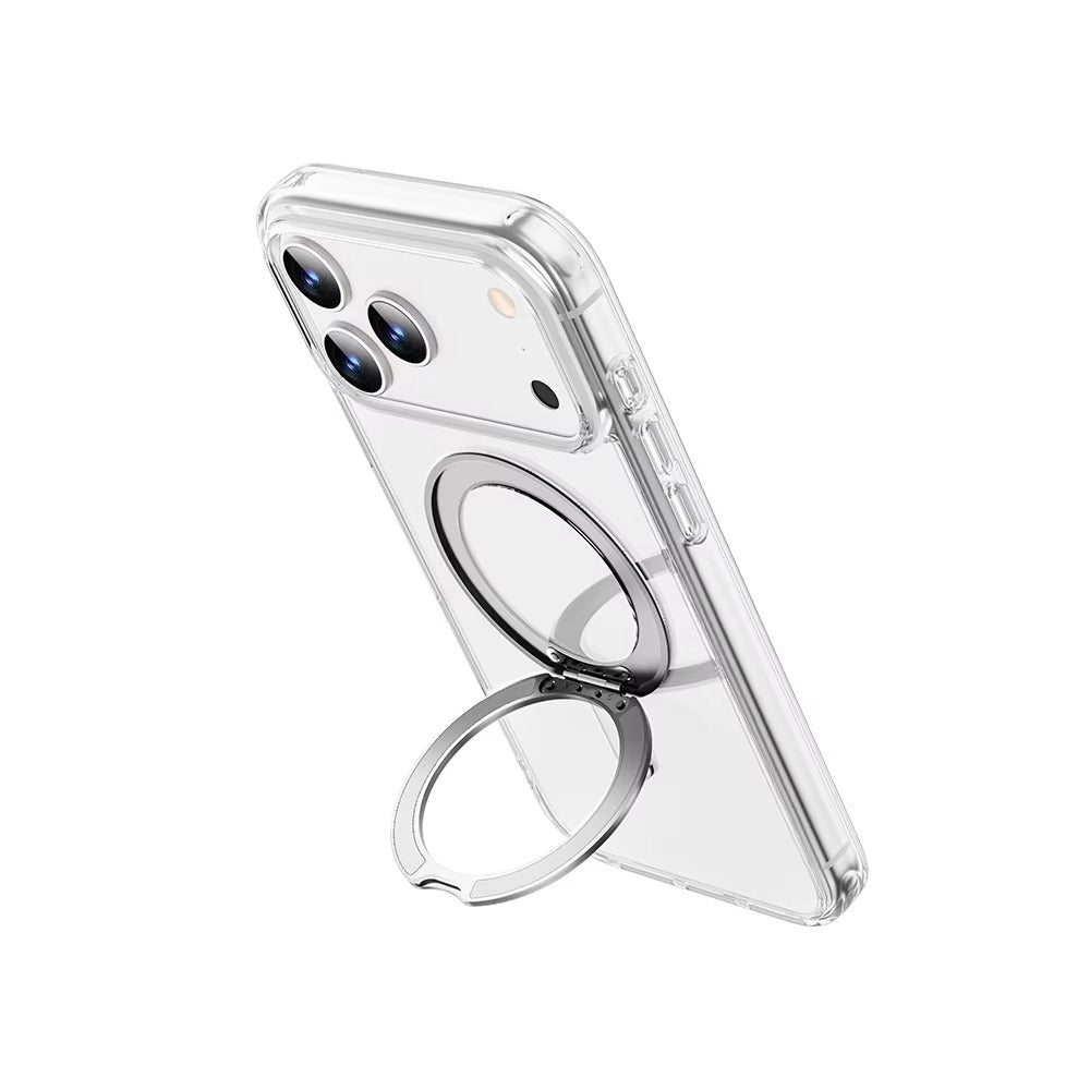 Luxury iPhone Case — MagSafe Magnetic 360° Rotating Stand Cover with PC+TPU Protection, Anti-Fingerprint Non-Slip Design and Dustproof Transparent Finish