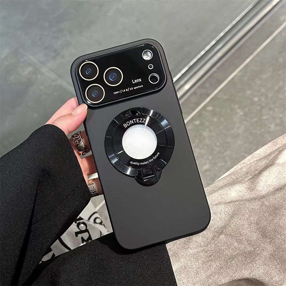 Luxury iPhone Case — MagSafe Magnetic Cover with Bracket Holder Ring, Full Lens Protection, Shockproof Matte Anti-Fingerprint Dustproof Non-Slip Design