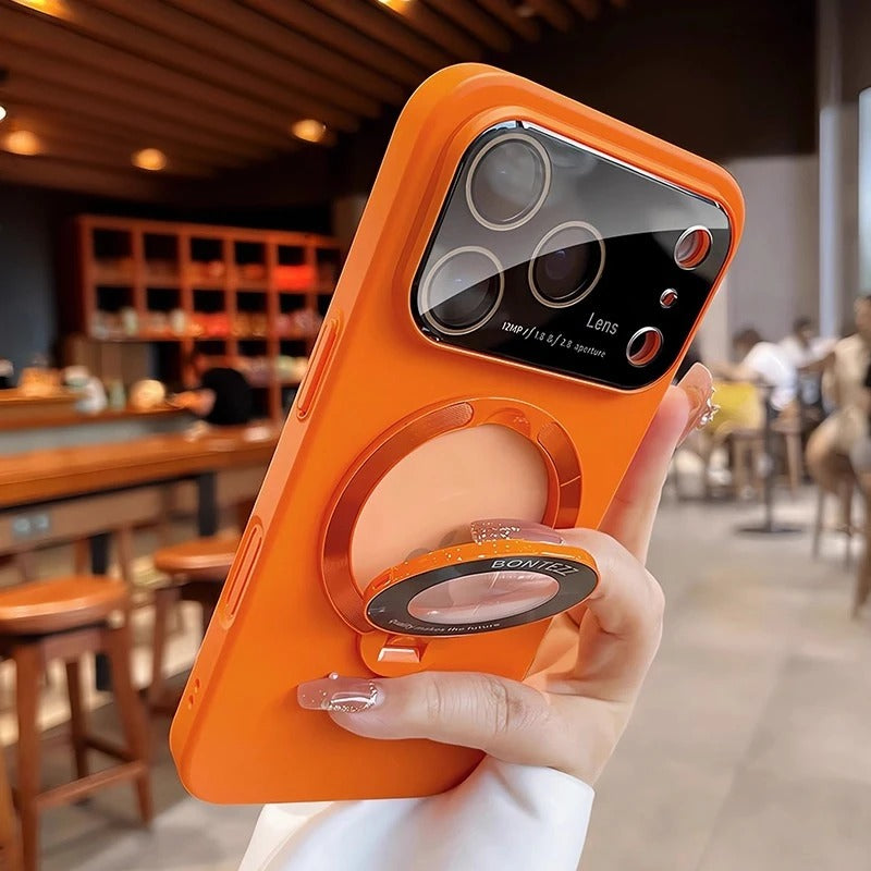 Luxury iPhone Case — MagSafe Magnetic Cover with Bracket Holder Ring, Full Lens Protection, Shockproof Matte Anti-Fingerprint Dustproof Non-Slip Design