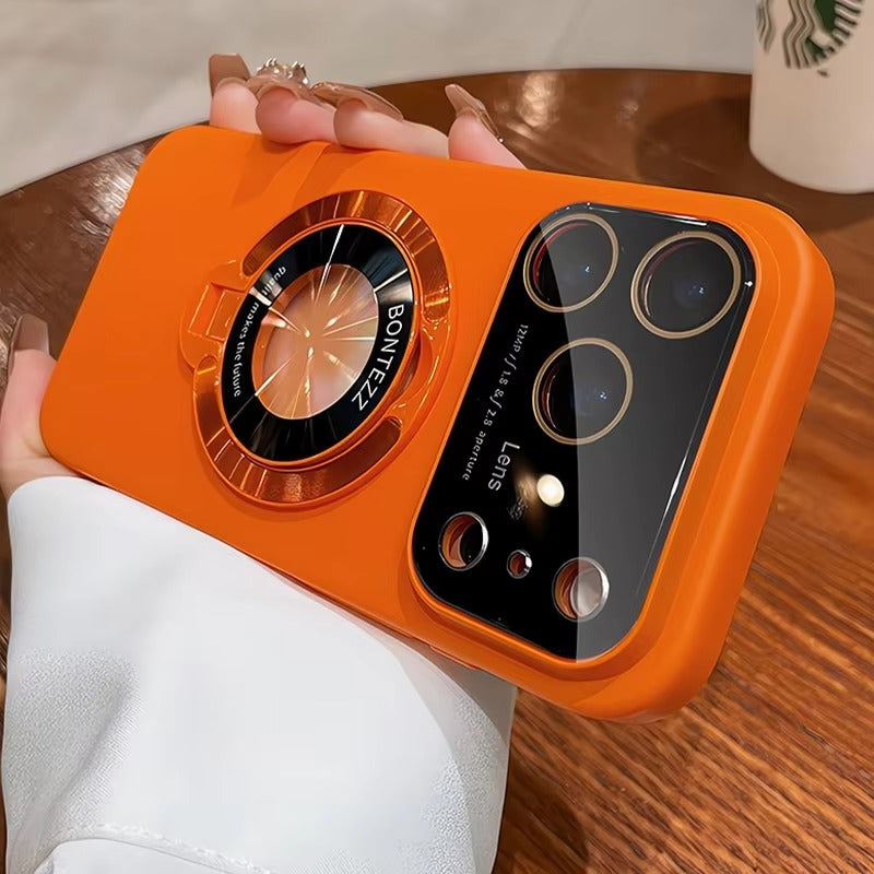 Luxury iPhone Case — MagSafe Magnetic Cover with Bracket Holder Ring, Full Lens Protection, Shockproof Matte Anti-Fingerprint Dustproof Non-Slip Design