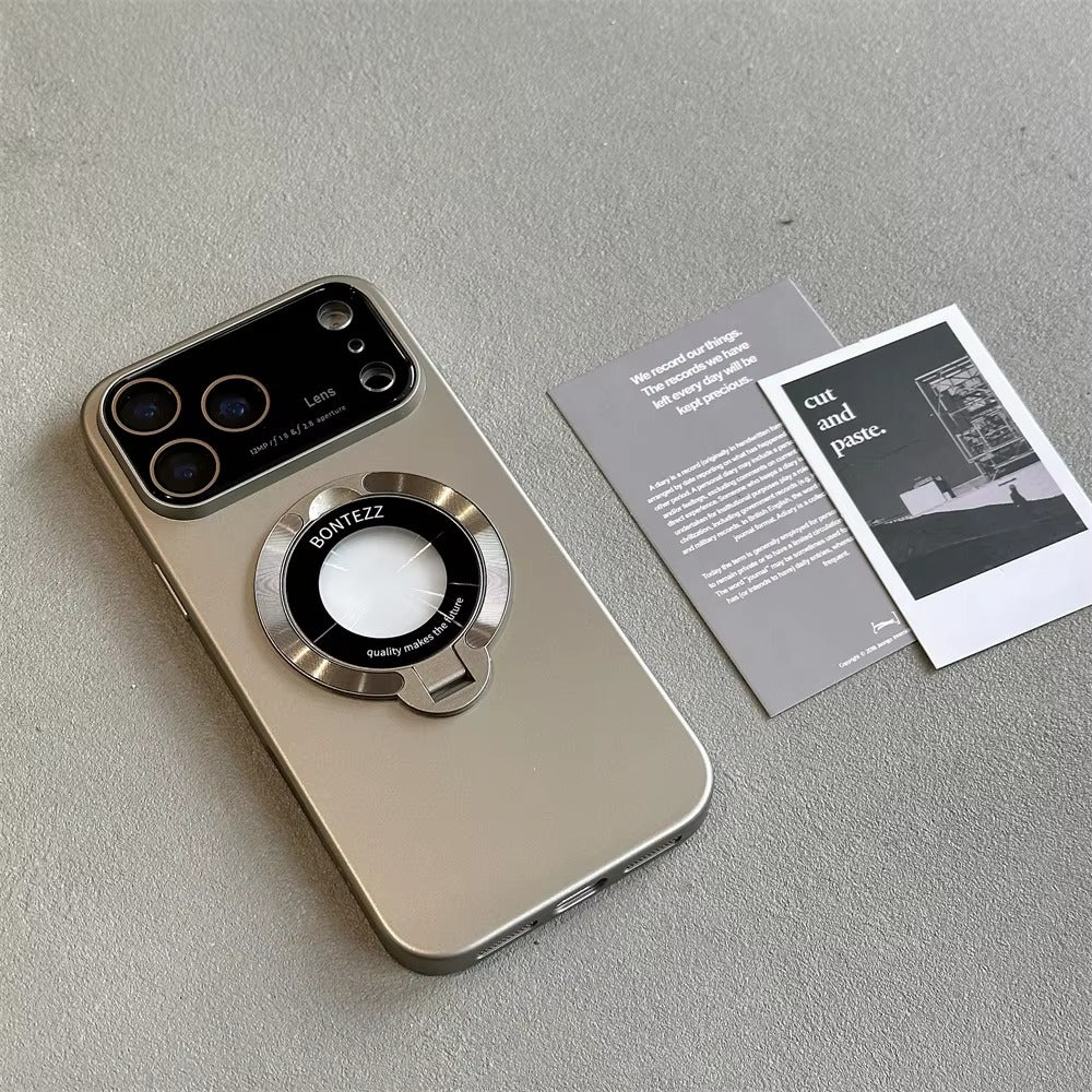 Luxury iPhone Case — MagSafe Magnetic Cover with Bracket Holder Ring, Full Lens Protection, Shockproof Matte Anti-Fingerprint Dustproof Non-Slip Design