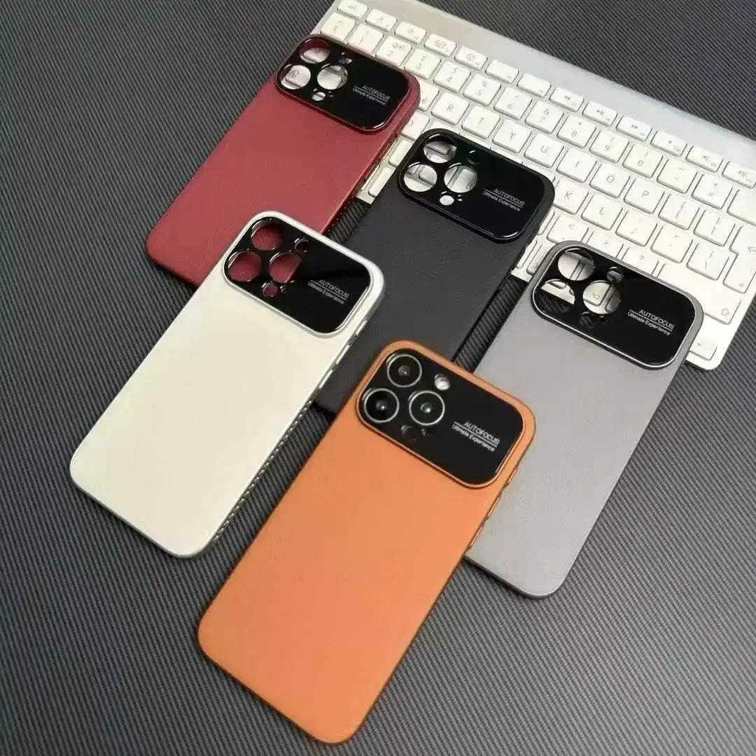 Luxury iPhone Case — MagSafe Magnetic Solid-Color Leather Border Cover with Heat-Dissipation Bumper, Large Camera Window & Shockproof Anti-Fingerprint Design