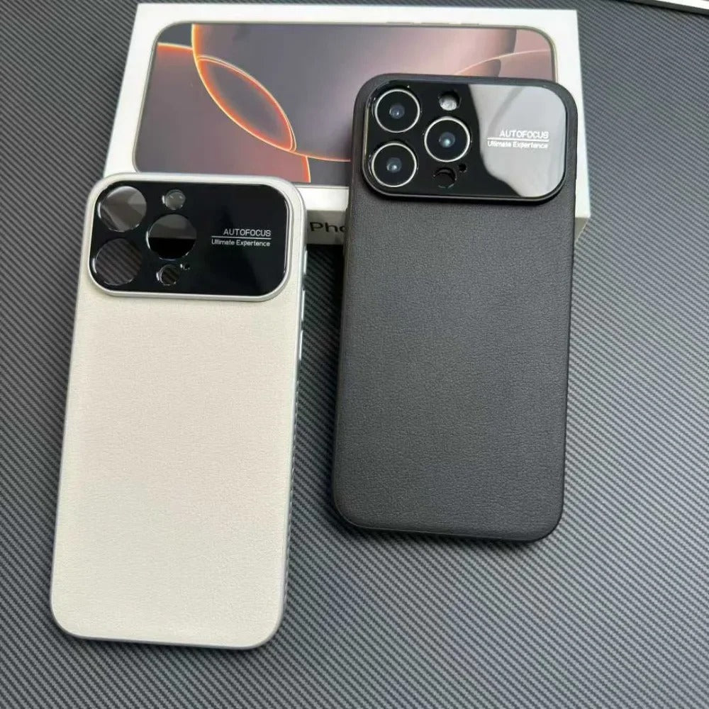 Luxury iPhone Case — MagSafe Magnetic Solid-Color Leather Border Cover with Heat-Dissipation Bumper, Large Camera Window & Shockproof Anti-Fingerprint Design