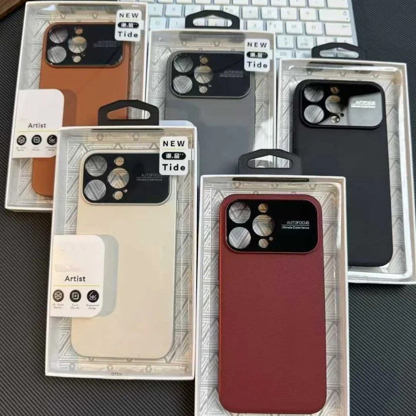 Luxury iPhone Case — MagSafe Magnetic Solid-Color Leather Border Cover with Heat-Dissipation Bumper, Large Camera Window & Shockproof Anti-Fingerprint Design