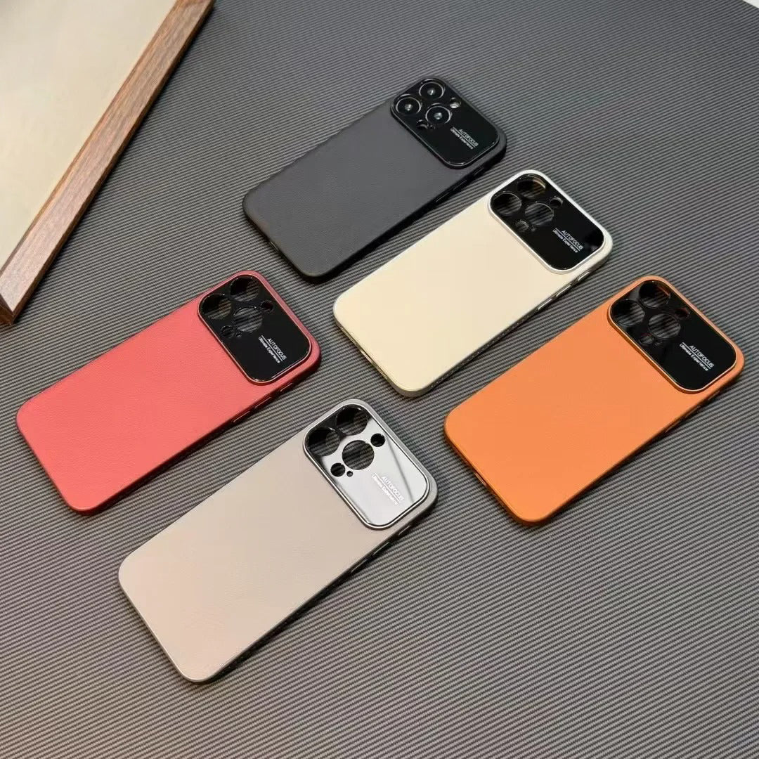 Luxury iPhone Case — MagSafe Magnetic Solid-Color Leather Border Cover with Heat-Dissipation Bumper, Large Camera Window & Shockproof Anti-Fingerprint Design