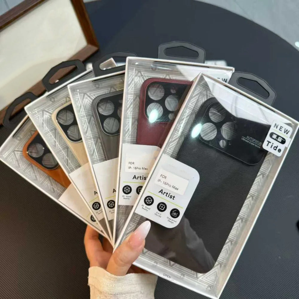 Luxury iPhone Case — MagSafe Magnetic Solid-Color Leather Border Cover with Heat-Dissipation Bumper, Large Camera Window & Shockproof Anti-Fingerprint Design