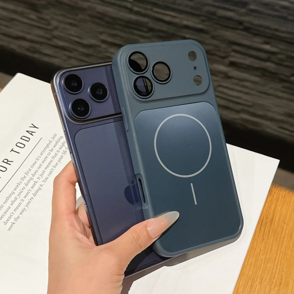 Luxury iPhone Case — MagSafe Matte PC Cover with Glass Lens Protection, Slim Shockproof Design and Camera Control Button